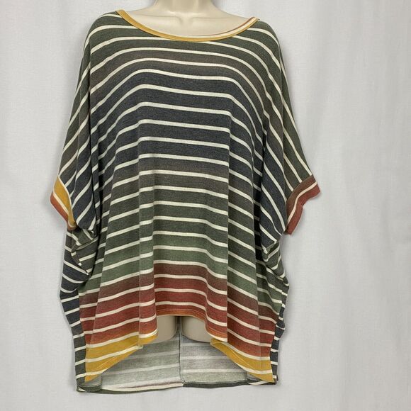 Andree by Unit Sweater Womens Large Striped Dolman Sleeve Boxy Oversized Soft - Picture 2 of 11